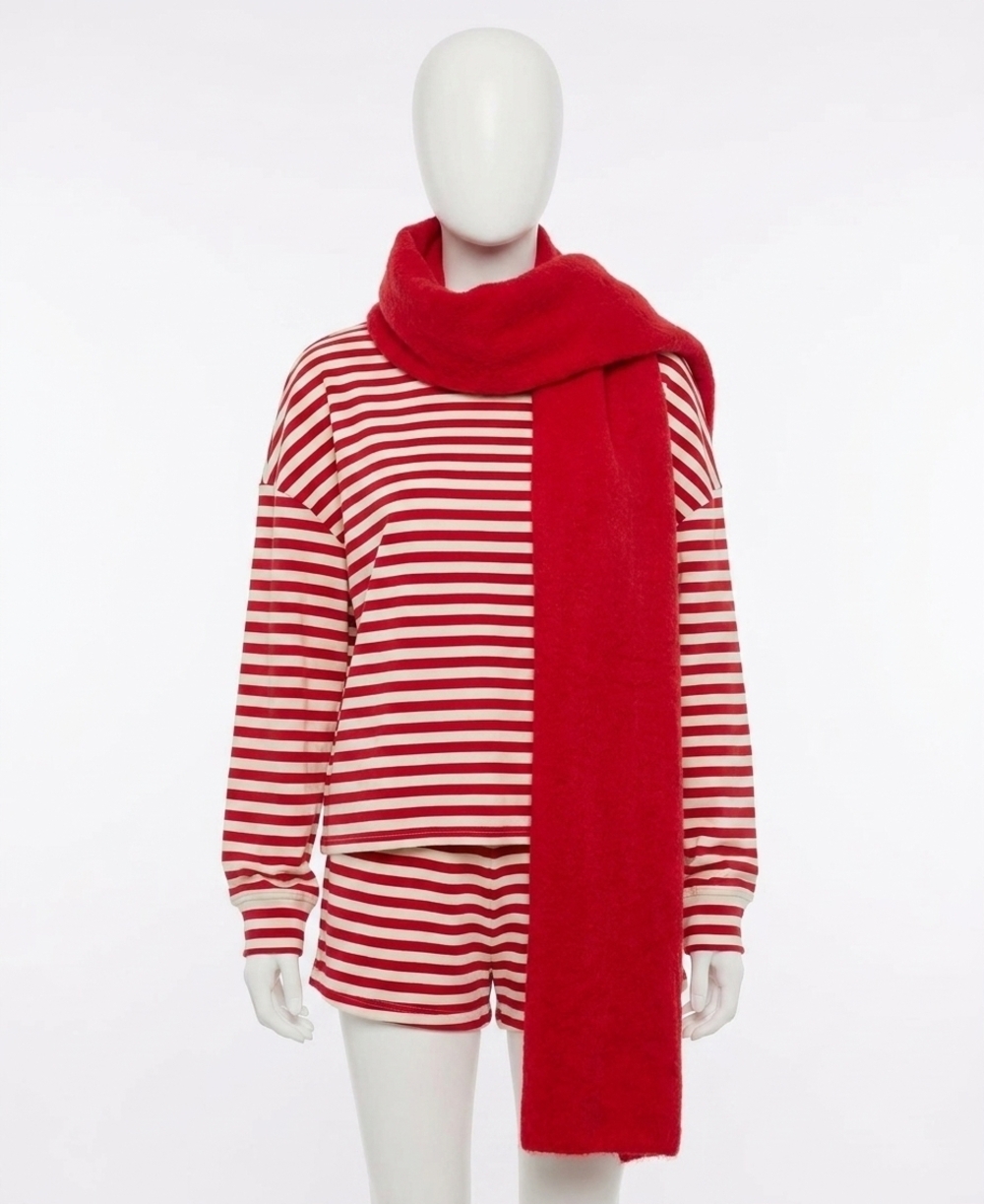 NEW TCEC peppermint stripe top and short set in red